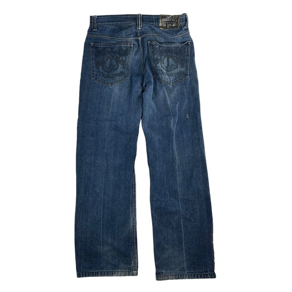 Vintage Makaveli Jeans Men 32x31 Blue Y2K Baggy 2000s Grunge Embroidered Hip Hop - Picture 10 of 10